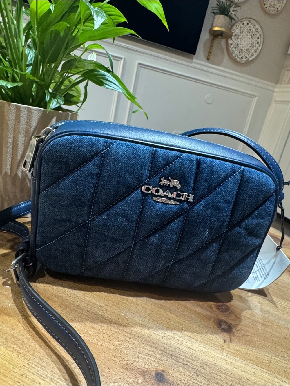 Coach Quilted Denim Wristlet in Deep Navy